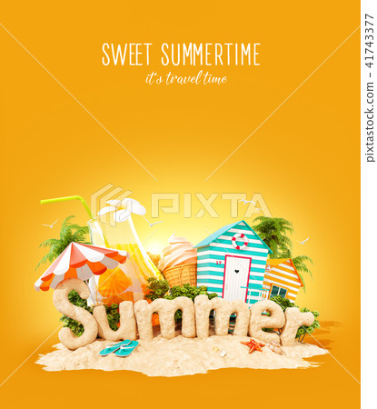 The word Summer made of sand  41743377