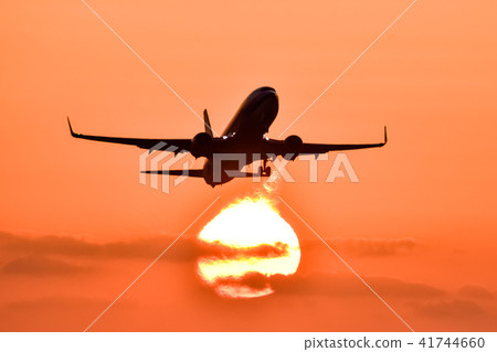 Airplane sunset and airplane silhouette Sunset and airplane silhouette Airplane sunset and airplane silhouette Sunset and airplane silhouette 41744660