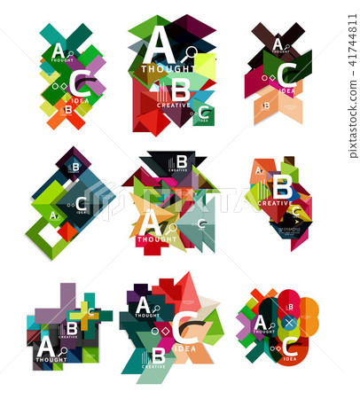 Collection of paper geometric infographics, a b c process options, presentation layouts Collection of paper geometric infographics, a b c process options, presentation layouts 41744811