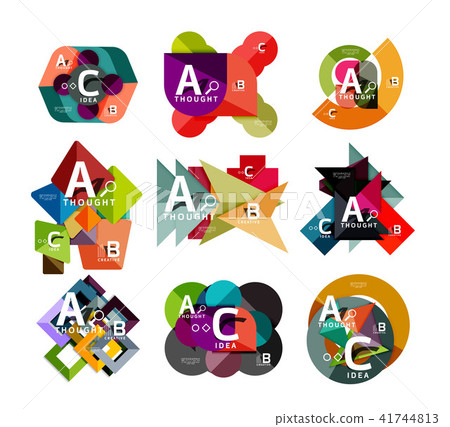 Collection of paper geometric infographics, a b c process options, presentation layouts 41744813