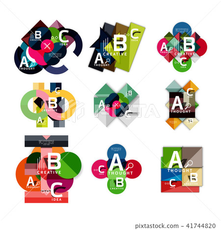 Collection of paper geometric infographics, a b c process options, presentation layouts 41744820