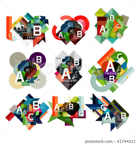 Collection of paper geometric infographics, a b c process options, presentation layouts 41744821