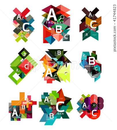 Collection of paper geometric infographics, a b c process options, presentation layouts 41744823
