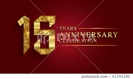 15 years anniversary ribbon golden number.  41745190