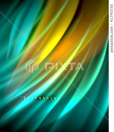 Neon glowing wave, magic energy and light motion background. Vector wallpaper template Neon glowing wave, magic energy and light motion background. Vector wallpaper template 41745550