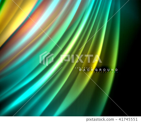 Neon glowing wave, magic energy and light motion background. Vector wallpaper template Neon glowing wave, magic energy and light motion background. Vector wallpaper template 41745551