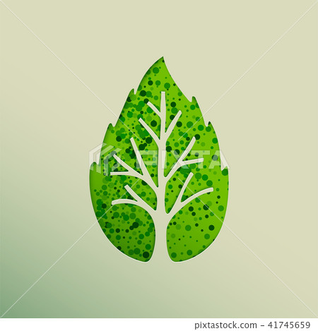 Green leaf tree paper cut for nature concept 41745659