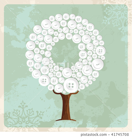 Tree made of fashion buttons decoration 41745708