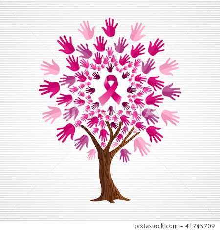 Breast cancer awareness tree of pink ribbons 41745709