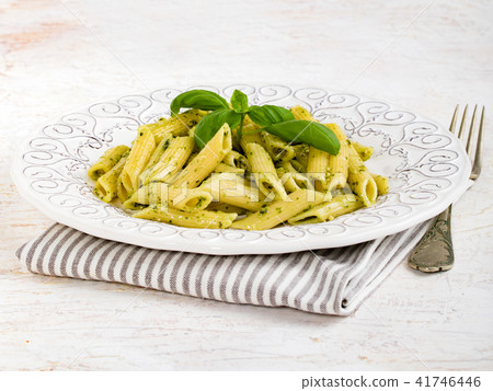 Plate Of Pasta With Pesto Plate Of Pasta With Pesto 41746446