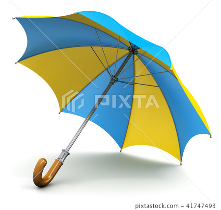 Blue and yellow umbrella or parasol Blue and yellow umbrella or parasol 41747493