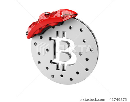3d Illustration of break disc with silver bitcoin 3d Illustration of break disc with silver bitcoin 41749873