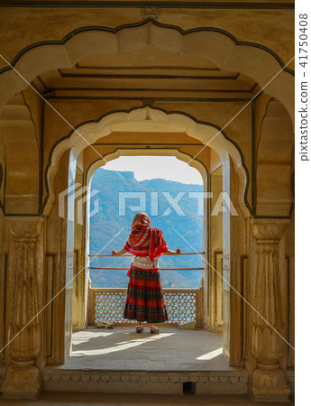 Woman at Amber Fort in Jaipur, India 41750408