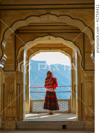 Woman at Amber Fort in Jaipur, India Woman at Amber Fort in Jaipur, India 41750411