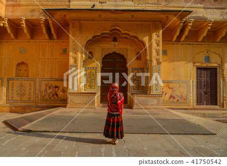 Woman at Amber Fort in Jaipur, India Woman at Amber Fort in Jaipur, India 41750542