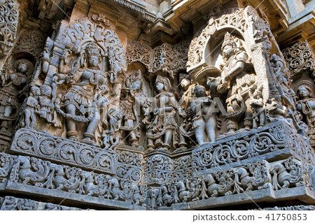 Ornate wall, Hoysaleshwara temple, Halebidu Ornate wall, Hoysaleshwara temple, Halebidu 41750853