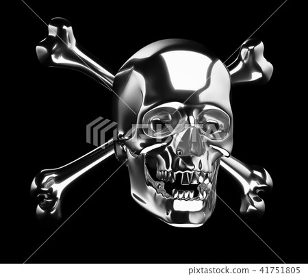 Silver Skull with cross bones or totenkopf Silver Skull with cross bones or totenkopf 41751805