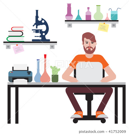 Man sitting at table and working on laptop Man sitting at table and working on laptop 41752009