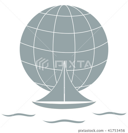 Stylized icon of a colored yacht, sailing over the 41753456