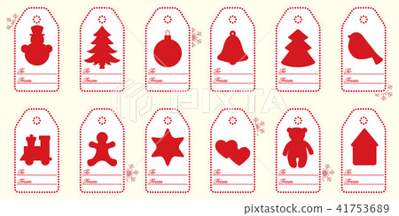 Gift tags with new year and christmas symbols with 41753689