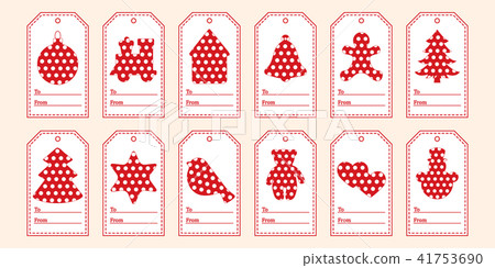 Gift tags with new year and christmas symbols with 41753690