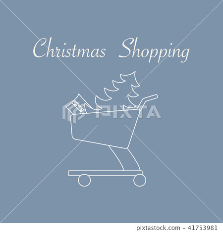 Shopping cart with christmas tree and gift Shopping cart with christmas tree and gift 41753981