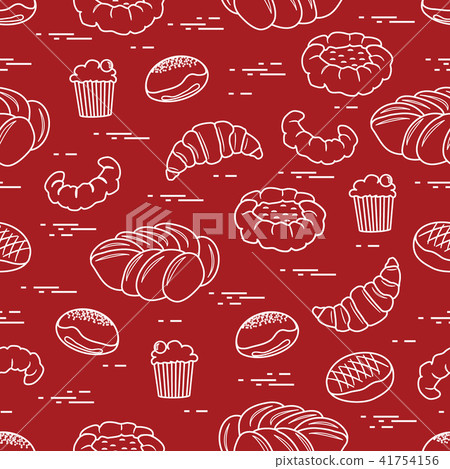 Pattern of different bakery products (bun, 41754156