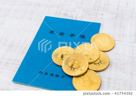 Image of virtual currency · bit coin and pension notebook 41754392
