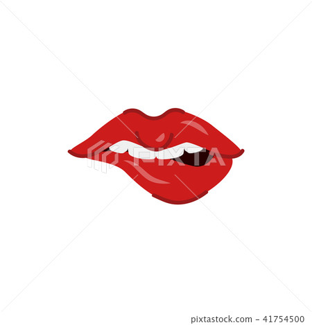 Vector cartoon woman sexy red lips biting 41754500