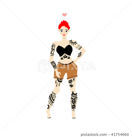 Vector tattooed girl flat character 41754660