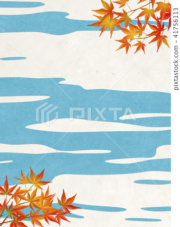 Illustration that clouds are flowing Autumn leaves (Japanese paper texture) 41756113
