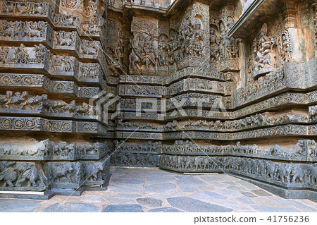 Ornate wall panel, Hoysaleshwara temple, Halebidu 41756236