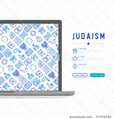 Judaism concept with thin line icons 41756440