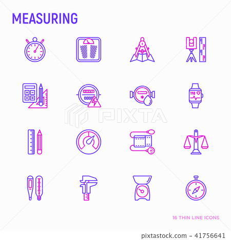 Measuring thin line icons set - Stock Illustration [41756641] - PIXTA