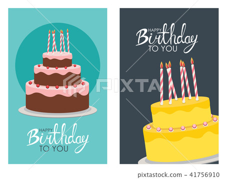 Happy Birthday Poster Background with Cake.... - Stock Illustration  [41756910] - PIXTA