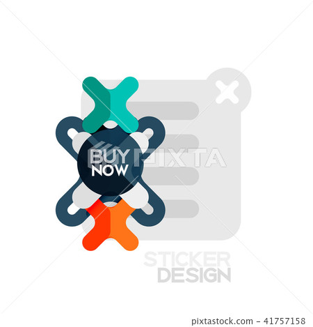 Flat design cross shape geometric sticker icon, paper style design with buy now sample text, for 41757158
