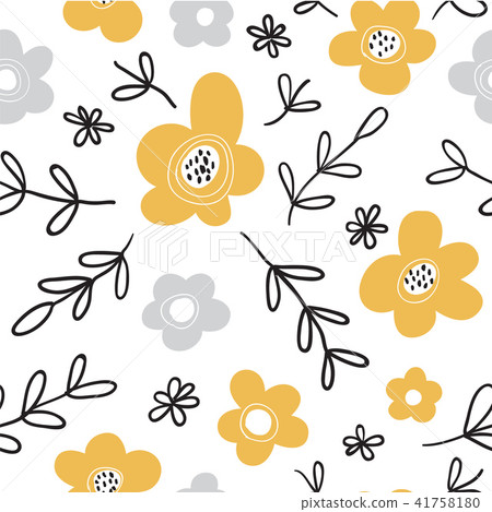 Seamless pattern with flowers scandinavian style - Stock Illustration ...