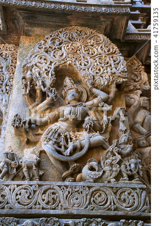 Goddess Sarswati dancing, Hoysaleshwara temple Goddess Sarswati dancing, Hoysaleshwara temple 41759135