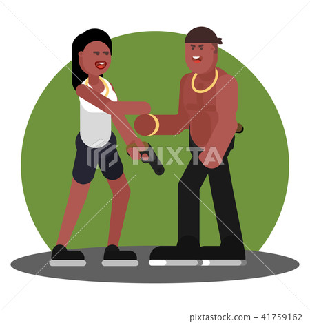 Woman and man greet each other 41759162