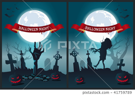 Halloween Night Poster Vector Illustration 41759789