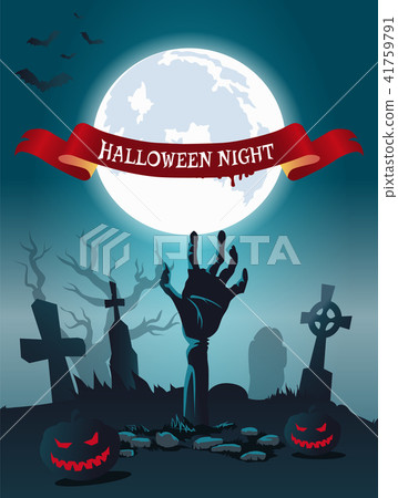 Halloween Night Scary Poster Vector Illustration 41759791