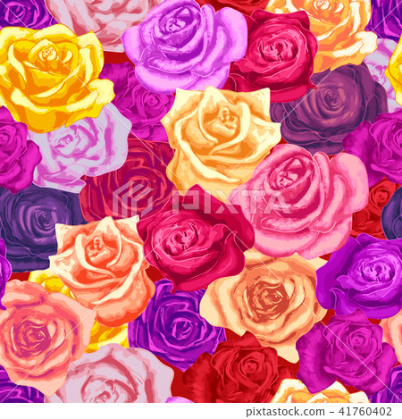 A lot of beautiful bright colorful rosebuds, seamless pattern 41760402