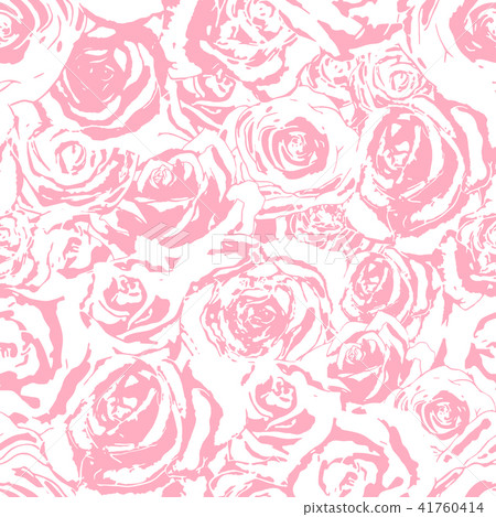 A lot of beautiful bright pink rosebuds on white, lovely seamless pattern A lot of beautiful bright pink rosebuds on white, lovely seamless pattern 41760414