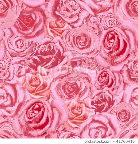 Beautiful bright pink rosebuds, lovely seamless pattern 41760416