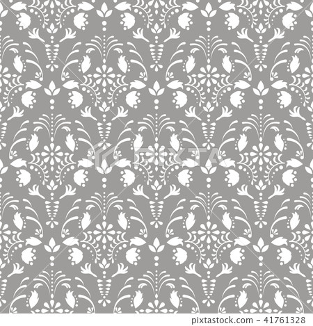Gray damask floral seamless vector pattern. 41761328