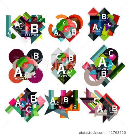 Collection of paper geometric infographics, a b c process options, presentation layouts 41762330