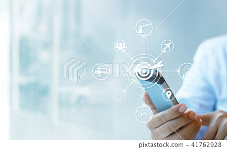 Industry 4.0 concept, man using smartphone Industry 4.0 concept, man using smartphone 41762928