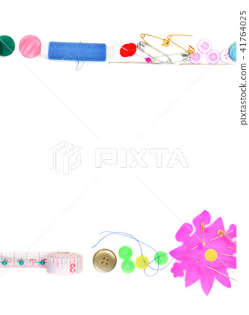 Sewing accessories isolated on white background. 41764025