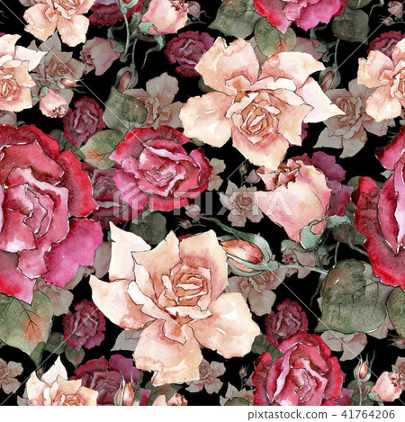 Colorful roses. Floral botanical flower.Seamless background pattern.  41764206