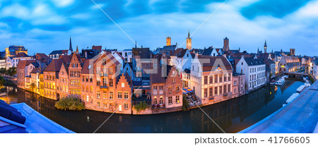 Quay Graslei in the morning, Ghent town, Belgium Quay Graslei in the morning, Ghent town, Belgium 41766605
